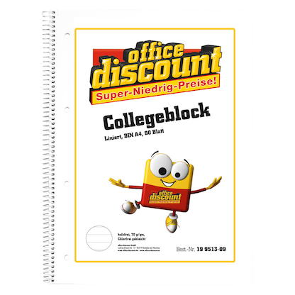 Artikelbild 2 für office discount Collegeblöcke liniert DIN A4 Innenrand, 5 Blöcke, Artikelnummer 199513