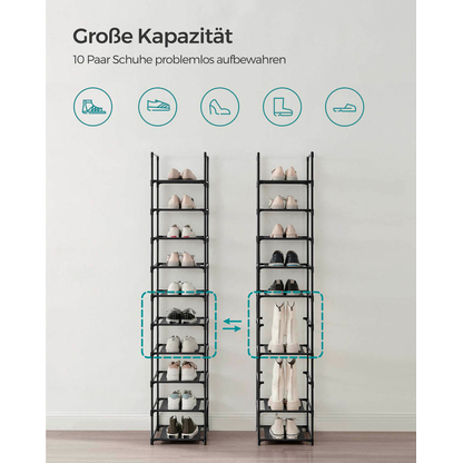 Artikelbild 6 für SONGMICS Schuhregal schwarz 33,0 x 33,0 x 173,0 cm, 1 St., Artikelnummer 260939