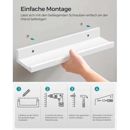 Artikelbild 9 für SONGMICS Wandregale weiß 38,0 x 10,0 x 2,0/5,0 cm, 1 St., Artikelnummer 262529