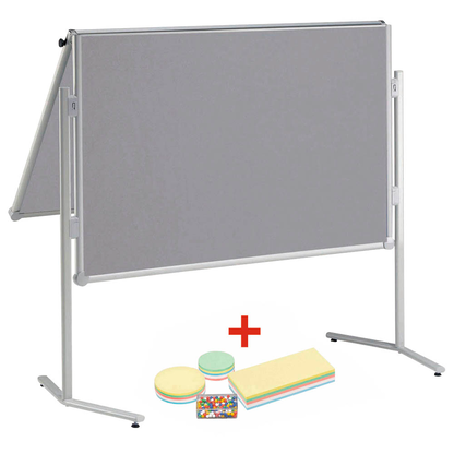 Artikelbild für AKTION: MAUL Moderationswand professionell, klappbar 120,0 x 150,0 cm grau + GRATIS Moderations-Starter-Set, bestehend aus je 120 Moderationskarten Ø 9,5 cm, Ø 13,5 cm, 9,5 x 20,0 cm, 200 Signal-Nadeln, Artikelnummer 307052