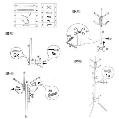Artikelbild 8 für SONGMICS Kleiderständer RCR17B schwarz Metall 8 Haken 49,0 x 176,0 cm, Artikelnummer 439826