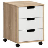 Artikelbild 1 für MÖBELPARTNER Emmik Rollcontainer weiß-eiche, weiß 3 Auszüge 40,0 x 50,0 x 57,0 cm, Artikelnummer 610588