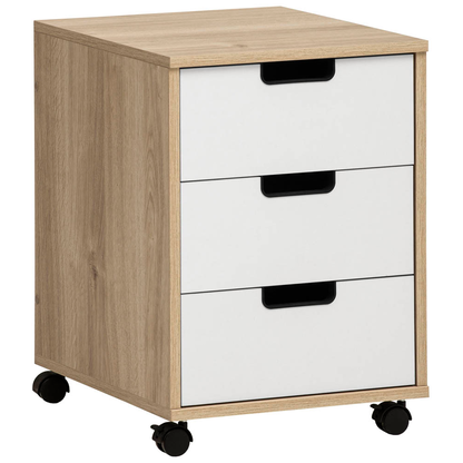 Artikelbild für MÖBELPARTNER Emmik Rollcontainer weiß-eiche, weiß 3 Auszüge 40,0 x 50,0 x 57,0 cm, Artikelnummer 610588