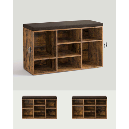 Artikelbild 8 für VASAGLE Schuhbank LHS009B01 vintagebraun, dunkelbraun Holz 78,6 cm, Artikelnummer 760458