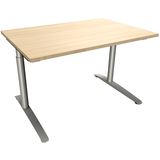 Artikelbild 1 für fm fastline höhenverstellbarer Schreibtisch königsahorn rechteckig, C-Fuß-Gestell Rundrohr silber 120,0 x 80,0 cm, Artikelnummer 135572