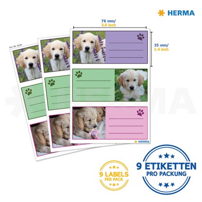 Artikelbild 3 für HERMA Schuletiketten 5529 Hunde, 9 Etiketten, Artikelnummer 242022