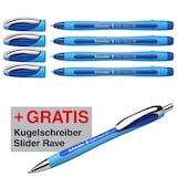 Artikelbild 1 für AKTION: Schneider Kugelschreiber Slider Memo hellblau/dunkelblau, Schreibfarbe: blau, 4 St. + GRATIS Schneider Kugelschreiber Slider Rave XB blau, Artikelnummer 420093