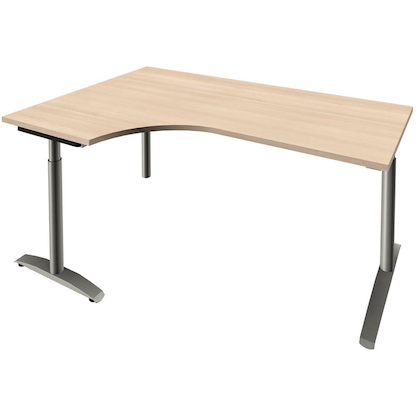 Artikelbild für fm Sidney höhenverstellbarer Schreibtisch akazie Bogenform, C-Fuß-Gestell Rundrohr silber 180,0 x 80,0 cm, Artikelnummer 565471