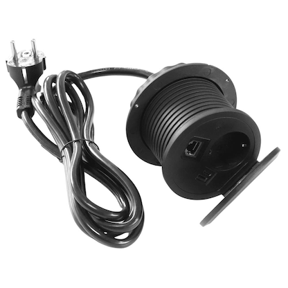 Artikelbild 4 für HAMMERBACHER 1-fach Tischsteckdose 2,0 m schwarz mit USB-Buchse, Artikelnummer 743142