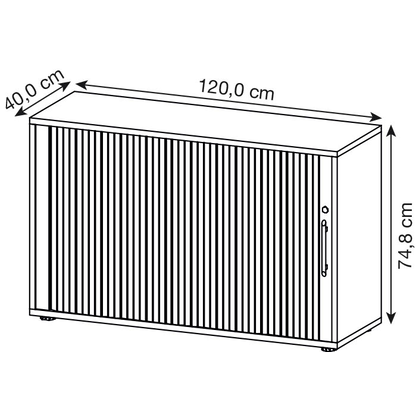 Artikelbild 2 für HAMMERBACHER Rollladenschrank weiß, silber 1 Fachboden 120,0 x 40,0 x 74,8 cm, Artikelnummer 195723