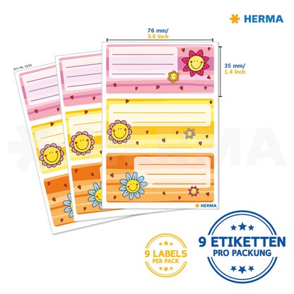 Artikelbild 3 für HERMA Schuletiketten 5593 Blume, 9 Etiketten, Artikelnummer 242034