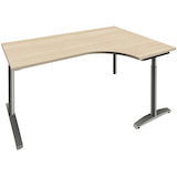 Artikelbild 1 für fm Sidney höhenverstellbarer Schreibtisch akazie Bogenform, C-Fuß-Gestell Rundrohr silber 180,0 x 80,0 cm, Artikelnummer 565673