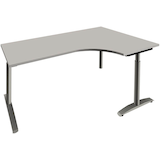 Artikelbild 1 für fm Sidney höhenverstellbarer Schreibtisch lichtgrau Bogenform, C-Fuß-Gestell Rundrohr silber 180,0 x 80,0 cm, Artikelnummer 565661