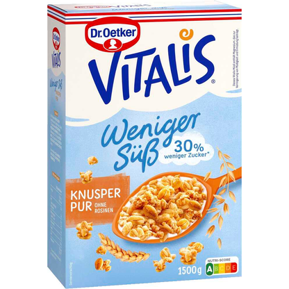 Artikelbild für Dr. Oetker Vitalis Knusper Pur weniger süß Müsli 1,5 kg, 1 St., Artikelnummer 264178