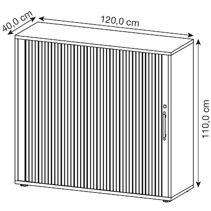 Artikelbild 2 für HAMMERBACHER Rollladenschrank lichtgrau, silber 2 Fachböden 120,0 x 40,0 x 110,0 cm, Artikelnummer 359923