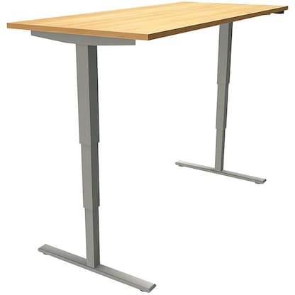 Artikelbild für fm Sidney elektrisch höhenverstellbarer Schreibtisch buche rechteckig, T-Fuß-Gestell silber 160,0 x 80,0 cm, Artikelnummer 135671