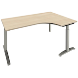 Artikelbild 1 für fm Sidney höhenverstellbarer Schreibtisch akazie Bogenform, C-Fuß-Gestell Quadratrohr silber 180,0 x 80,0 cm, Artikelnummer 565602