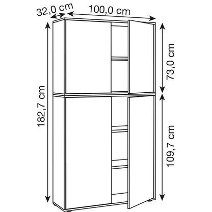 Artikelbild 2 für VCM my office Aktenschrank Salia, 920803 weiß, honig-eiche 4 Fachböden 100,0 x 32,0 x 182,7 cm, Artikelnummer 364776