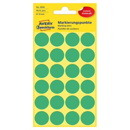 Artikelbild für AVERY Zweckform Klebepunkte 3006 grün Ø 18,0 mm, 96 St., Artikelnummer 712117