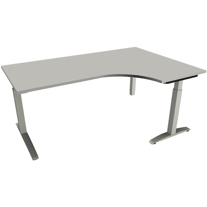 Artikelbild für fm Sidney höhenverstellbarer Schreibtisch lichtgrau Bogenform, C-Fuß-Gestell Quadratrohr silber 180,0 x 80,0 cm, Artikelnummer 565483
