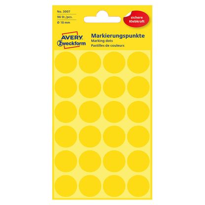 Artikelbild für AVERY Zweckform Klebepunkte 3007 gelb Ø 18,0 mm, 96 St., Artikelnummer 712083