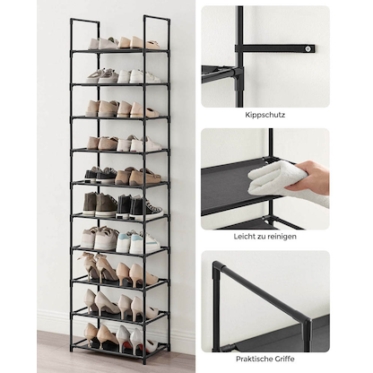 Artikelbild 7 für SONGMICS Schuhregal schwarz 45,0 x 28,0 x 173,0 cm, 1 St., Artikelnummer 260966