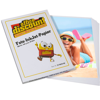 Artikelbild für office discount Fotopapier InkJet foto DIN A4 glänzend 180 g/qm 50 Blatt, Artikelnummer 238949