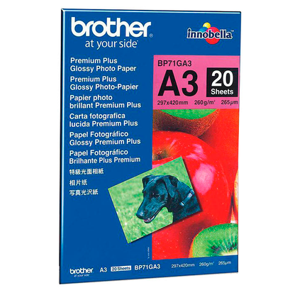 Artikelbild für brother Fotopapier BP71GA3 DIN A3 glänzend 260 g/qm 20 Blatt, Artikelnummer 555654