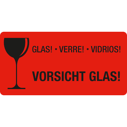 Artikelbild für EICHNER Warnetiketten rot »Vorsicht Glas!« 100,0 x 50,0 mm, 250 Etiketten , Artikelnummer 486544