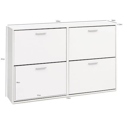 Artikelbild für WOHNLING Schuhschrank, WL5.829 weiß 4 Fachböden 120,0 x 24,0 x 81,0 cm, Artikelnummer 908733