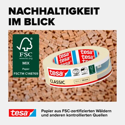 Artikelbild 6 für tesa CLASSIC Kreppband beige 30,0 mm x 50,0 m 1 Rolle, Artikelnummer 724108
