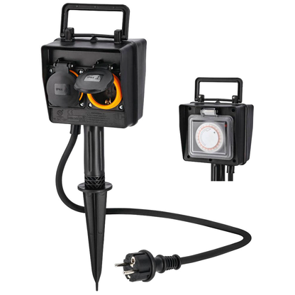 Artikelbild 4 für hama 2-fach Gartensteckdose 2,0 m schwarz, Artikelnummer 840383