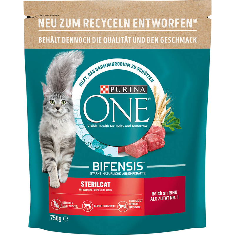 PURINA ONE Katzen-Trockenfutter Sterilcat Rind und Weizen 750,0 g | office  discount
