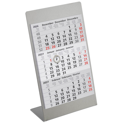 Artikelbild für Tischkalender Edelstahl 2026/2027 silber matt, 1 St., Artikelnummer 547937