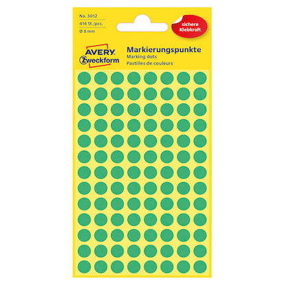 Artikelbild für AVERY Zweckform Klebepunkte 3012 grün Ø 8,0 mm, 416 St., Artikelnummer 712067