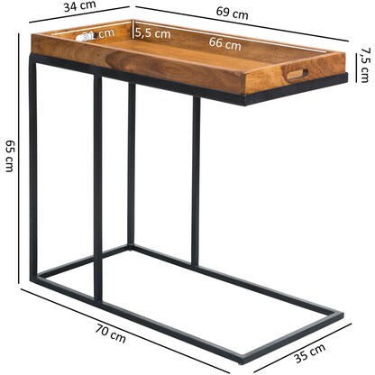 Artikelbild 5 für WOHNLING Beistelltisch rechteckig Massivholz braun 75,0 x 38,0 x 65,0 cm, Artikelnummer 540874
