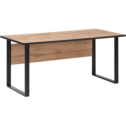Artikelbild für MÖBELPARTNER 2000 Schreibtisch landhaus-eiche rechteckig, Kufen-Gestell schwarz 160,0 x 75,0 cm, Artikelnummer 183933