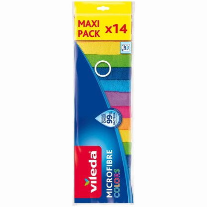 Artikelbild für vileda COLORS MAXI PACK Mikrofasertücher Polyester 60 °C waschbar, 14 St., Artikelnummer 960413