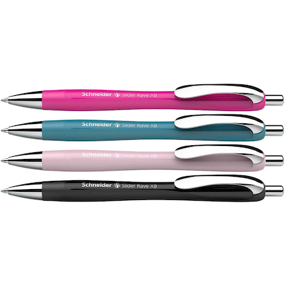 Artikelbild 2 für 3 + 1 GRATIS: Schneider Kugelschreiber Slider Rave XB farbsortiert, Schreibfarbe: blau, 3 St. + GRATIS 1 Slider Rave XB schwarz, Artikelnummer 266177