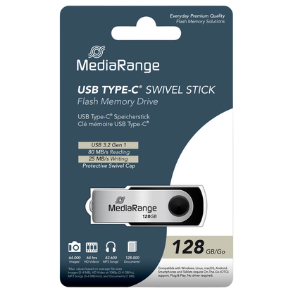 Artikelbild 2 für MediaRange USB-Stick schwarz, silber 128 GB, 1 St., Artikelnummer 518611