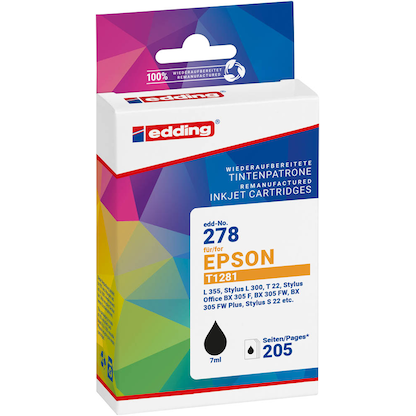 Artikelbild für edding EDD-278 schwarz Druckerpatrone kompatibel zu EPSON T1281M, Artikelnummer 280263