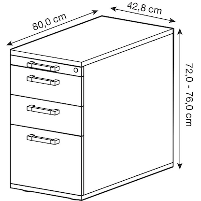 Artikelbild 2 für HAMMERBACHER Solid Standcontainer lichtgrau 4 Auszüge Stahl-Bügelgriff chrom, gebürstet 42,8 x 80,0 x 72,0 - 76,0 cm, Artikelnummer 593537