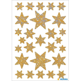 Artikelbild 1 für HERMA Aufkleber 3916 Glittersterne, gold, 27 Etiketten, Artikelnummer 966578