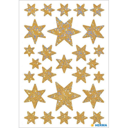 Artikelbild für HERMA Aufkleber 3916 Glittersterne, gold, 27 Etiketten, Artikelnummer 966578