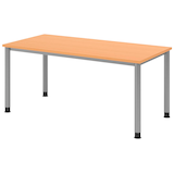 Artikelbild 1 für HAMMERBACHER HS16 höhenverstellbarer Schreibtisch buche rechteckig, 4-Fuß-Gestell silber 160,0 x 80,0 cm, Artikelnummer 355537