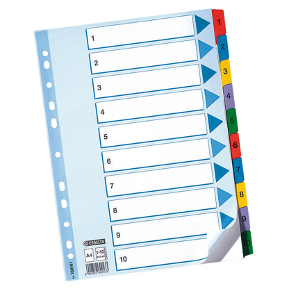 Artikelbild 4 für Esselte Ordnerregister DIN A4 Vollformat 1-10 farbig 10-teilig, 1 Satz, Artikelnummer 352823