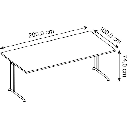 Artikelbild 2 für HAMMERBACHER Altus Schreibtisch buche rechteckig, C-Fuß-Gestell silber 200,0 x 100,0 cm, Artikelnummer 629636