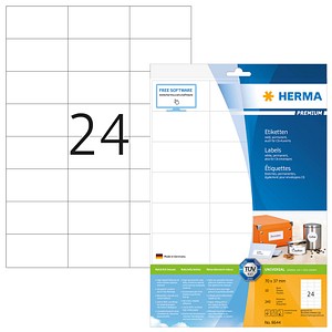 4008705086448 - HERMA Etiketten Premium A4 70x37 mm weiß Papier matt 240 St - Weiß - Selbstklebendes Druckeretikett - A4 - Papier - Laser Inkjet - Dauerhaft 4008705086448 - HERMA Etiketten Premium A4 70x37 mm weiß Papier matt 240 St - Weiß - Selbstklebendes Druckeretikett - A4 - Papier - Laser Inkjet - Dauerhaft