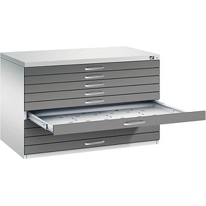 CP 7100 Planschrank lichtgrau, stahlgrau 10 Schubladen 110,0 x 76,5 x 76,0 cm, 1 St.