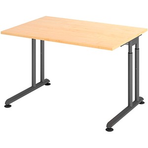 4032062183151 - Schreibtisch Breno manuelle Höheneinstellung horizontaler Kabelkanal B 1200 x T 800 x H 680-820 mm Spanplatte & Stahl Ahorn Graphit